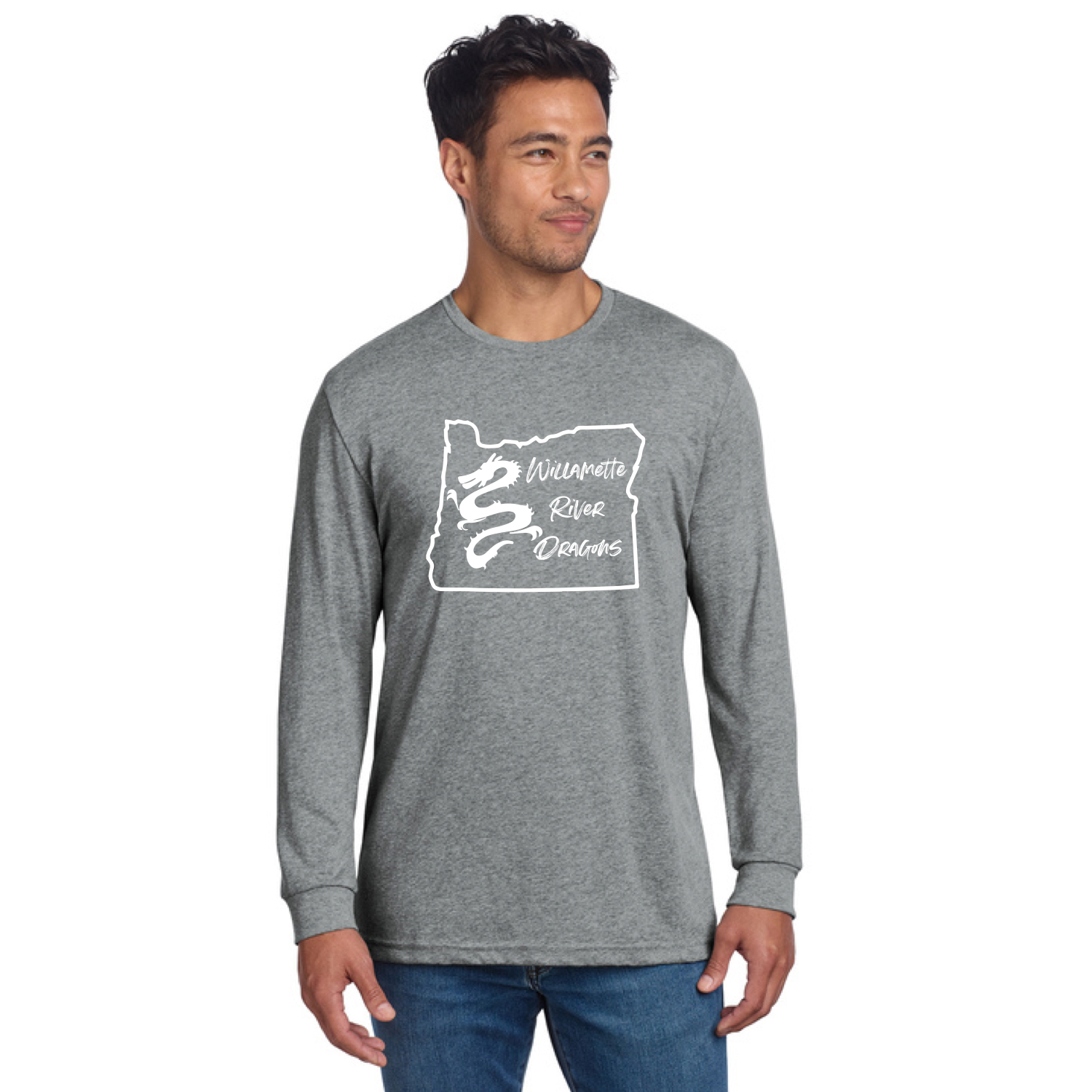 Next Level Apparel® Adult CVC Long Sleeve Tee Next with Full Front "Willamette River Dragons" DTF logo - Image 2