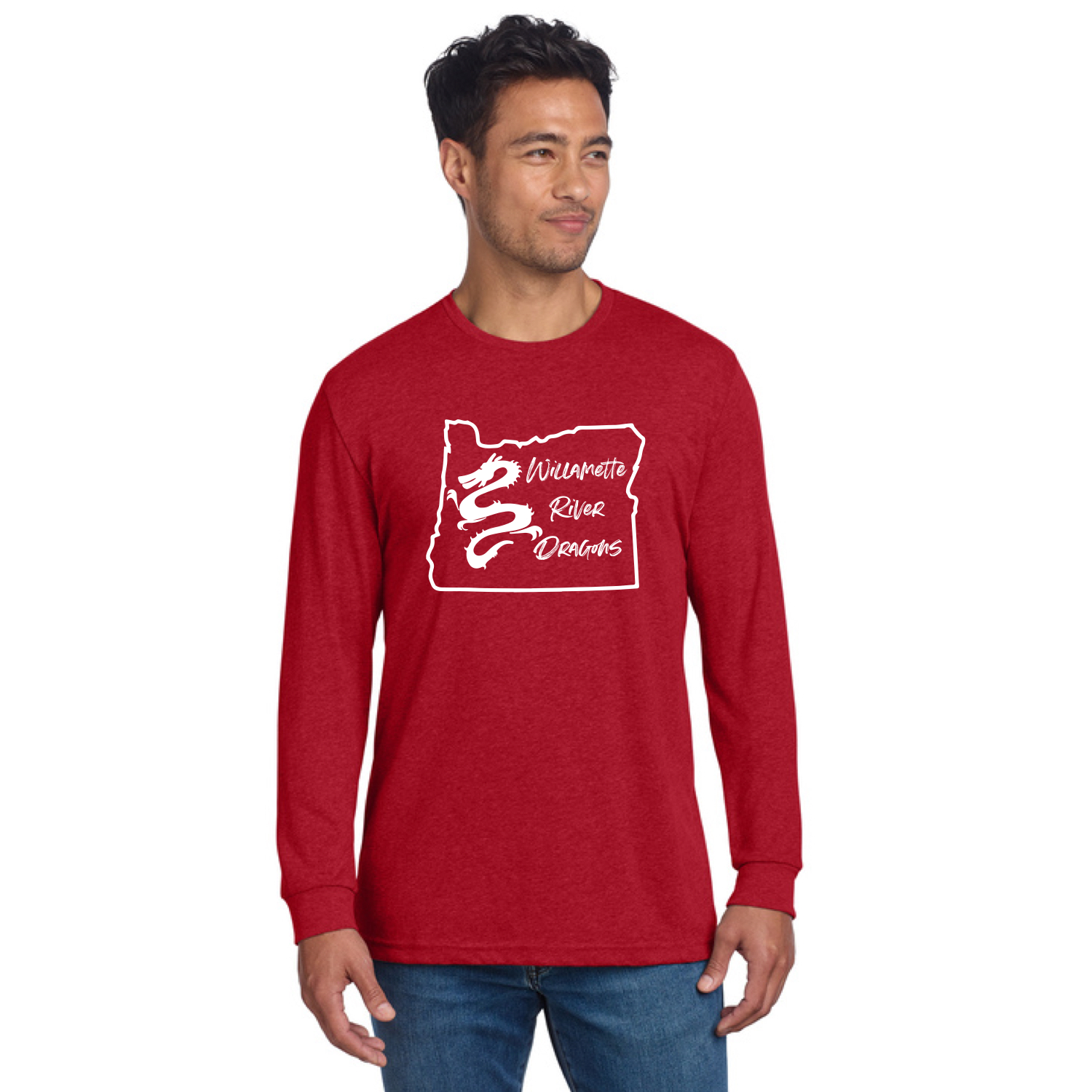 Next Level Apparel® Adult CVC Long Sleeve Tee Next with Full Front "Willamette River Dragons" DTF logo