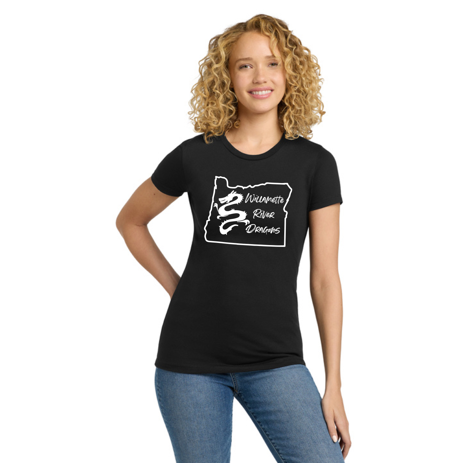 Next Level Apparel® Women's CVC Tee with Full Front "Willamette River Dragons" DTF Logo - Image 3