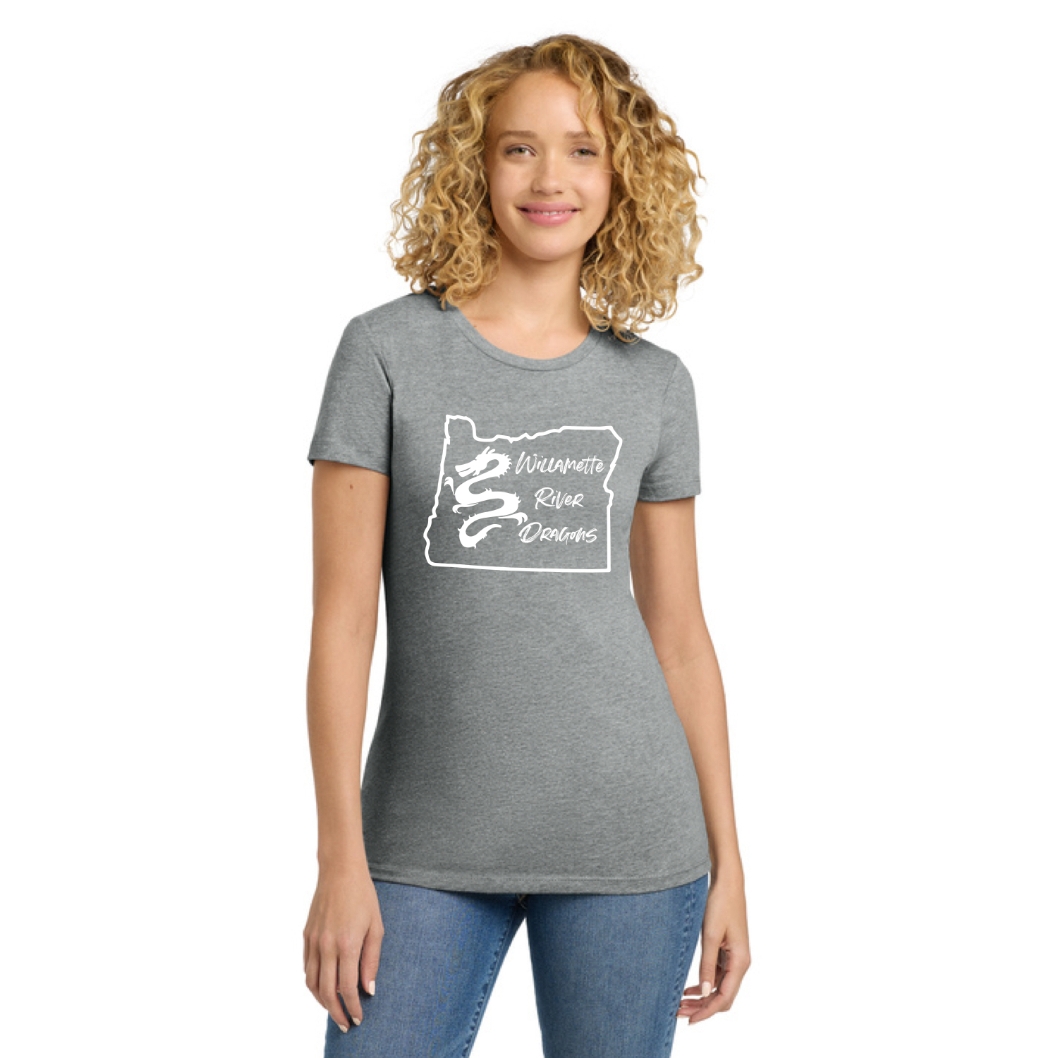 Next Level Apparel® Women's CVC Tee with Full Front "Willamette River Dragons" DTF Logo - Image 2