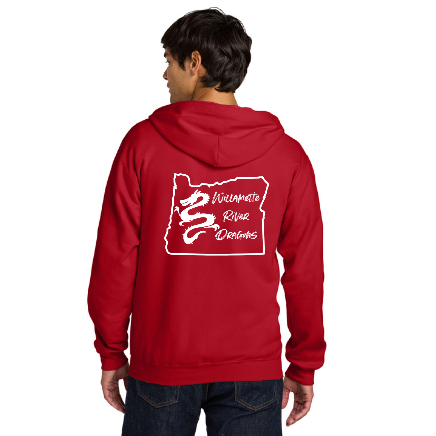 Gildan Softstyle® Midweight Fleece Full-Zip Hooded Sweatshirt with Left Chest & Full Back "Willamette River Dragons" DTF logo - Image 2