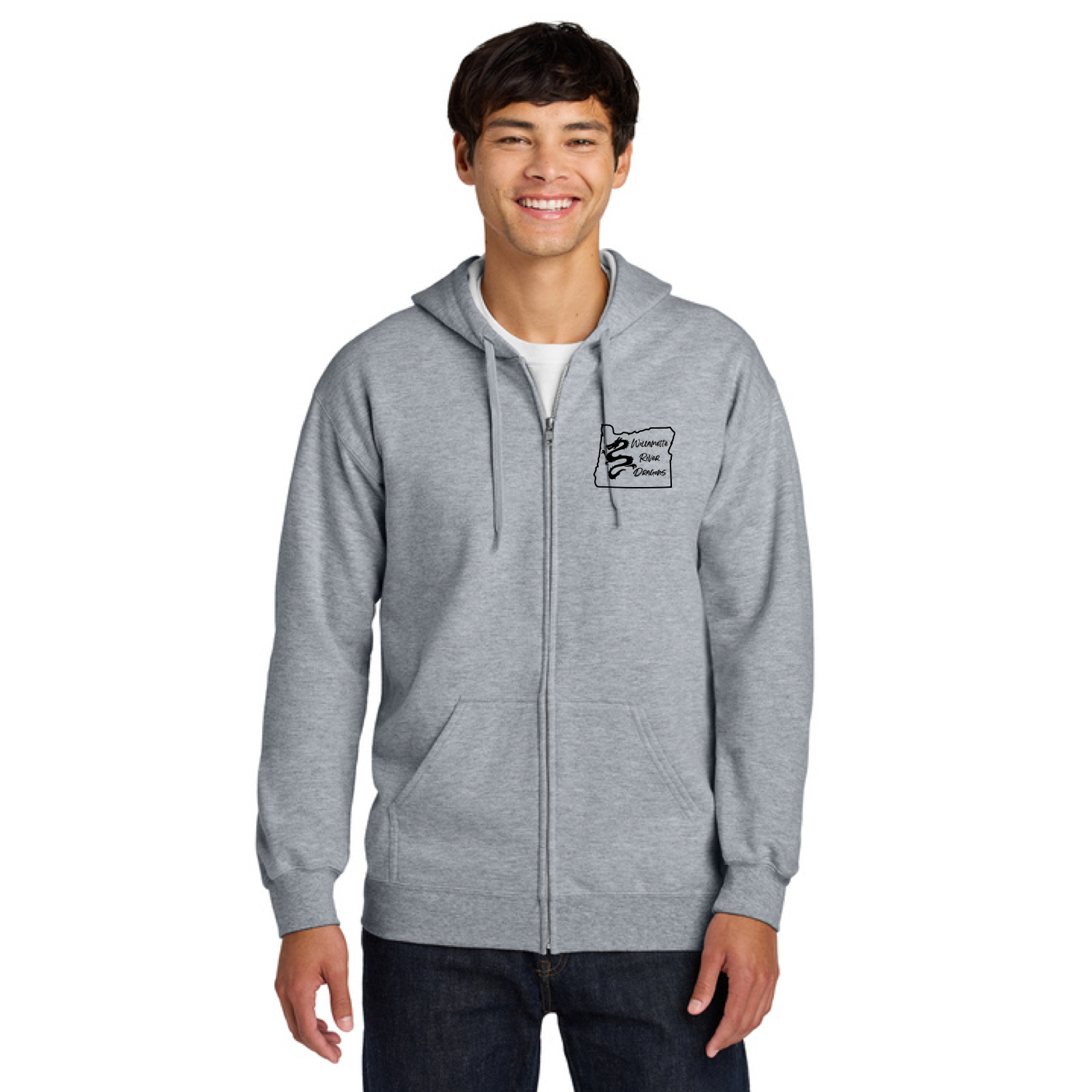 Gildan Softstyle® Midweight Fleece Full-Zip Hooded Sweatshirt with Left Chest & Full Back "Willamette River Dragons" DTF logo - Image 3