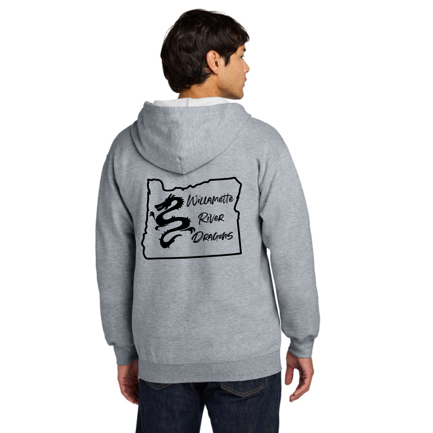 Gildan Softstyle® Midweight Fleece Full-Zip Hooded Sweatshirt with Left Chest & Full Back "Willamette River Dragons" DTF logo - Image 4