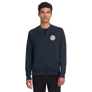 Mercer+Mettle® Navy Double-Knit Bomber with Embroidered World Beat Logo